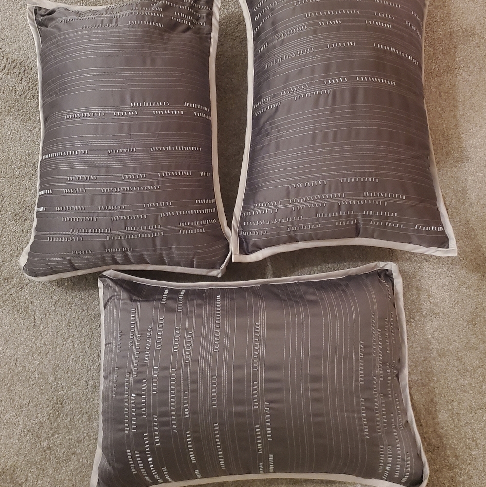 Nicole Miller Grey Beaded Accent Pillows Set Of 3